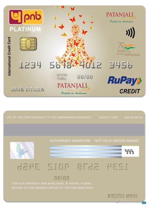 Download India PNB Bank Patanjali RuPay platinum credit card Photoshop template